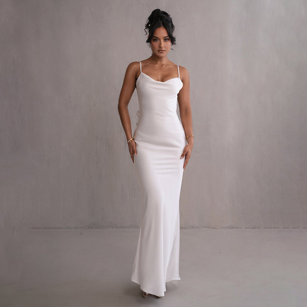 Elegante Dames Maxi Avondjurk Gala Open Rug