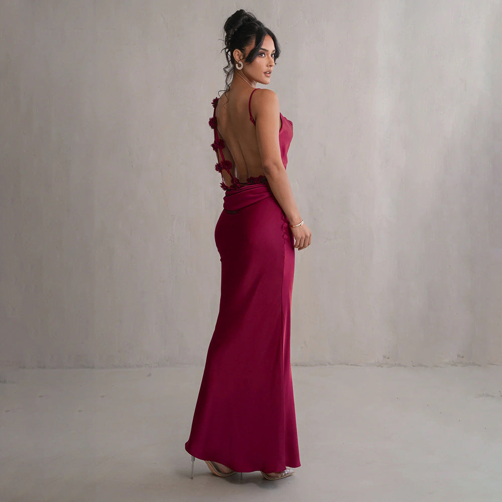 Elegante Dames Maxi Avondjurk Gala Open Rug