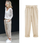 Lightweight Pants with Elastic Waist and Tapered Legs