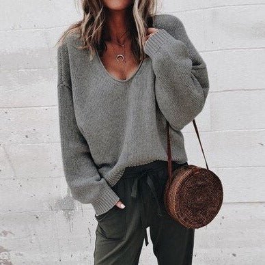 Oversized Dames Trui met Diepe V-hals