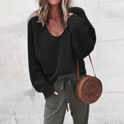 Oversized Dames Trui met Diepe V-hals