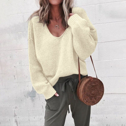Oversized Dames Trui met Diepe V-hals