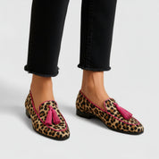 Dames Orthopedische Loafers met Panterprint en Kwastjes