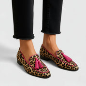 Dames Orthopedische Loafers met Panterprint en Kwastjes