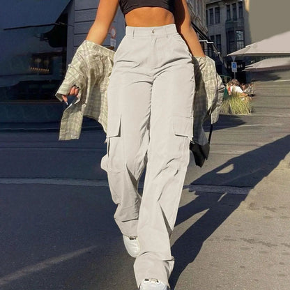 Dames Hoge Taille Cargo Broek Met Zakken