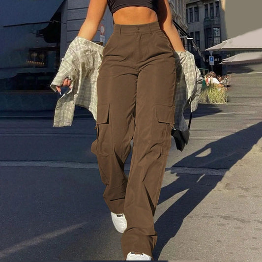 Dames Hoge Taille Cargo Broek Met Zakken