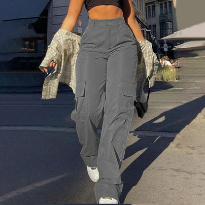 Dames Hoge Taille Cargo Broek Met Zakken