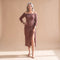 Dames Feestelijke Glitter Midi Jurk met Split en Off-Shoulder