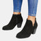 Women's Suede Block-Heel Side-Zip Ankle Boots - Black