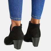Women's Suede Block-Heel Side-Zip Ankle Boots