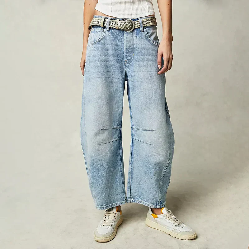 Mid waist denim jeans voor vrouwen | | wide leg