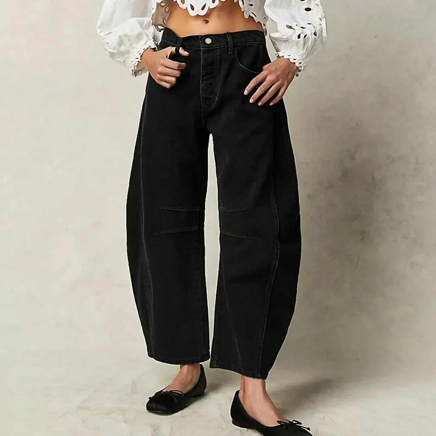 Mid waist denim jeans voor vrouwen | | wide leg