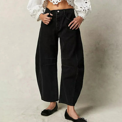 Mid waist denim jeans voor vrouwen | | wide leg