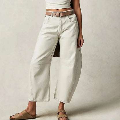 Mid waist denim jeans voor vrouwen | | wide leg