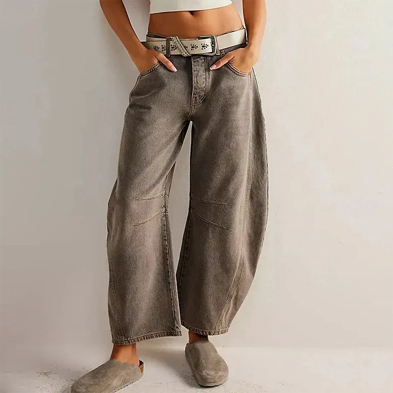Mid waist denim jeans voor vrouwen | | wide leg