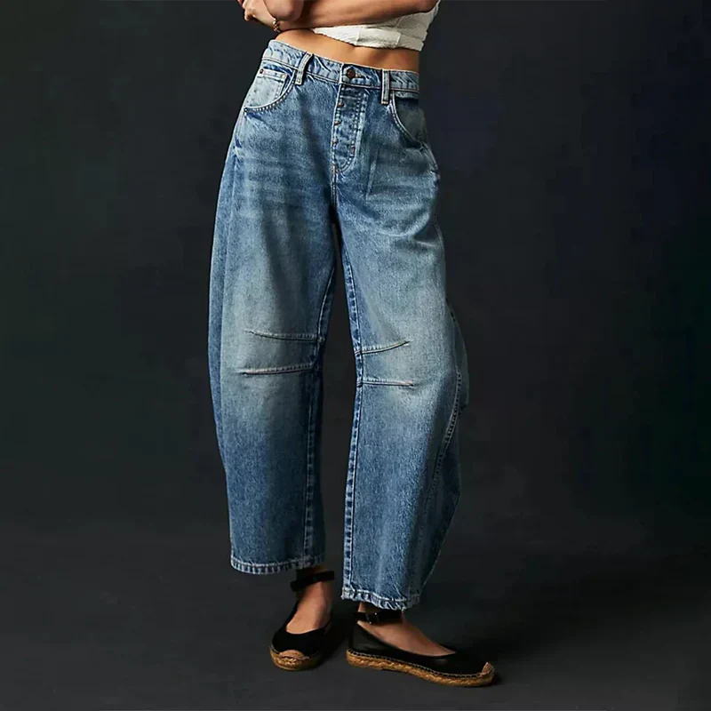 Mid waist denim jeans voor vrouwen | | wide leg