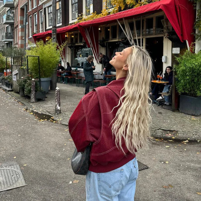 Zara - Oversized rode leren jas