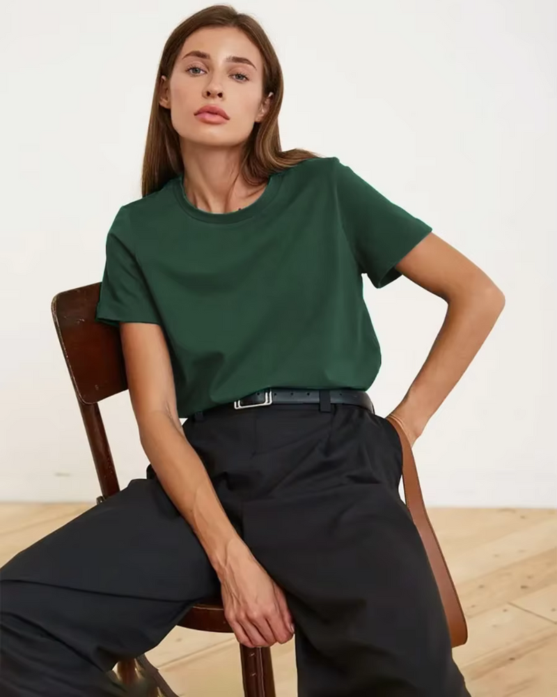 Casual Dames T Shirt met Tijdloos Design en Ronde Hals