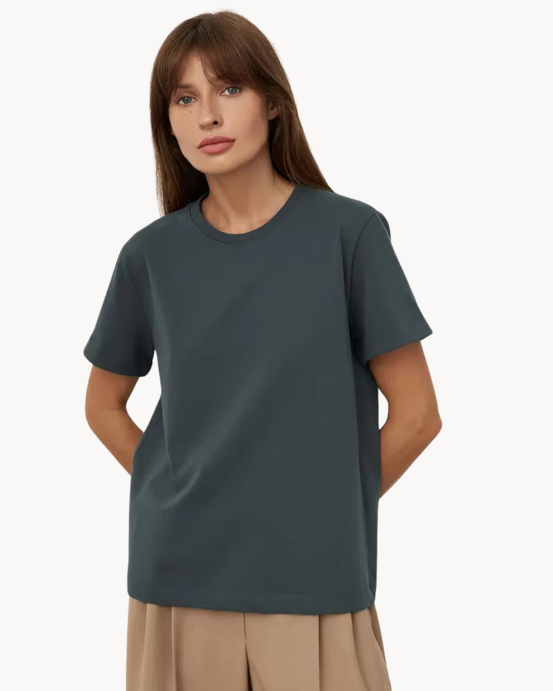 Casual Dames T Shirt met Tijdloos Design en Ronde Hals
