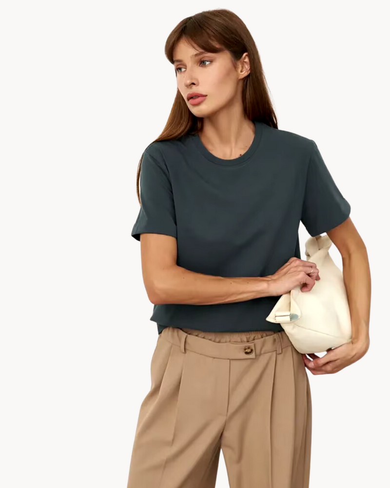 Casual Dames T Shirt met Tijdloos Design en Ronde Hals