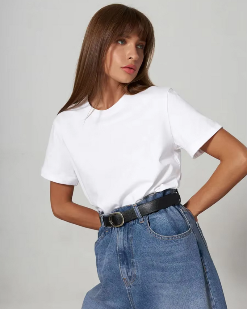 Casual Dames T Shirt met Tijdloos Design en Ronde Hals