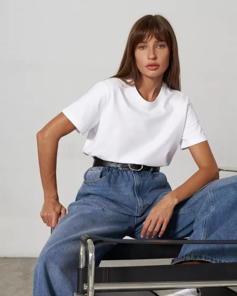 Casual Dames T Shirt met Tijdloos Design en Ronde Hals
