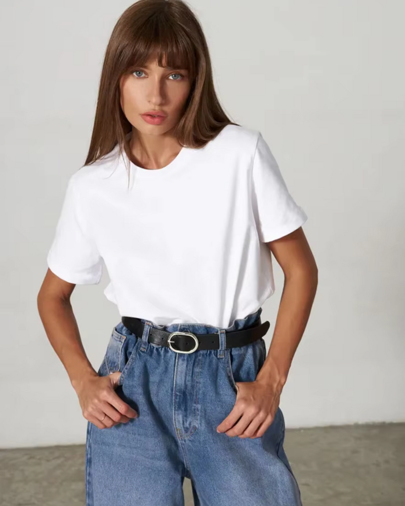 Casual Dames T Shirt met Tijdloos Design en Ronde Hals