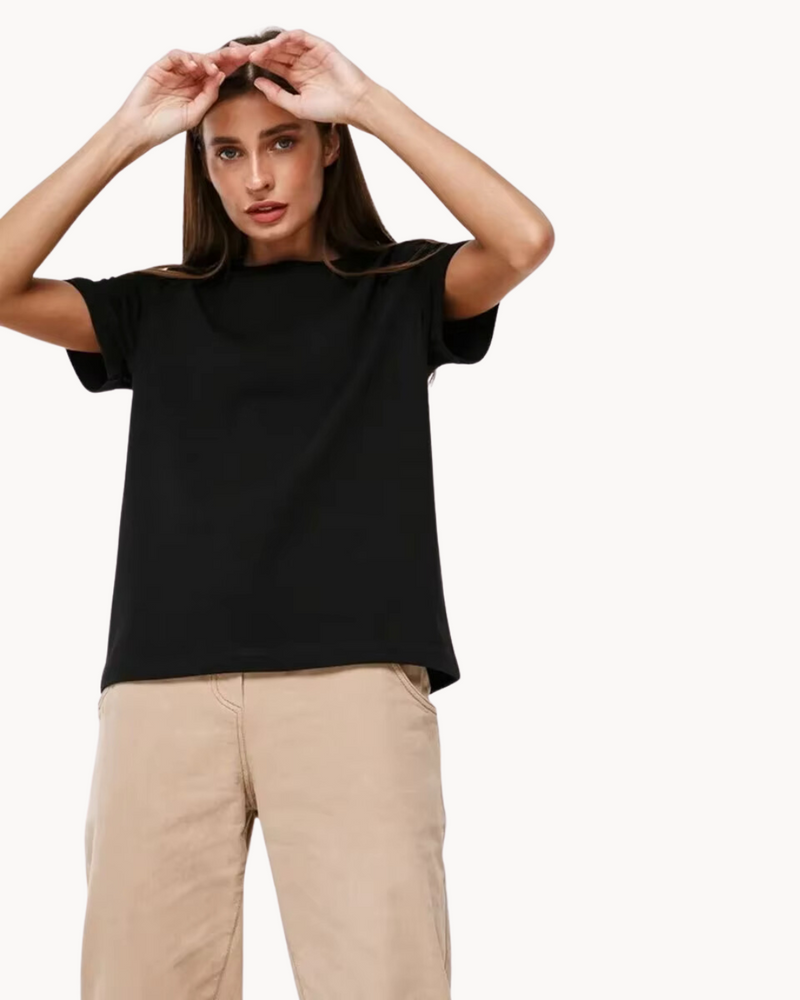 Casual Dames T Shirt met Tijdloos Design en Ronde Hals
