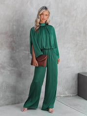 Elegante Dames Jumpsuit met Schouder Split en Wijde Pijpen