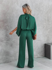 Elegante Dames Jumpsuit met Schouder Split en Wijde Pijpen