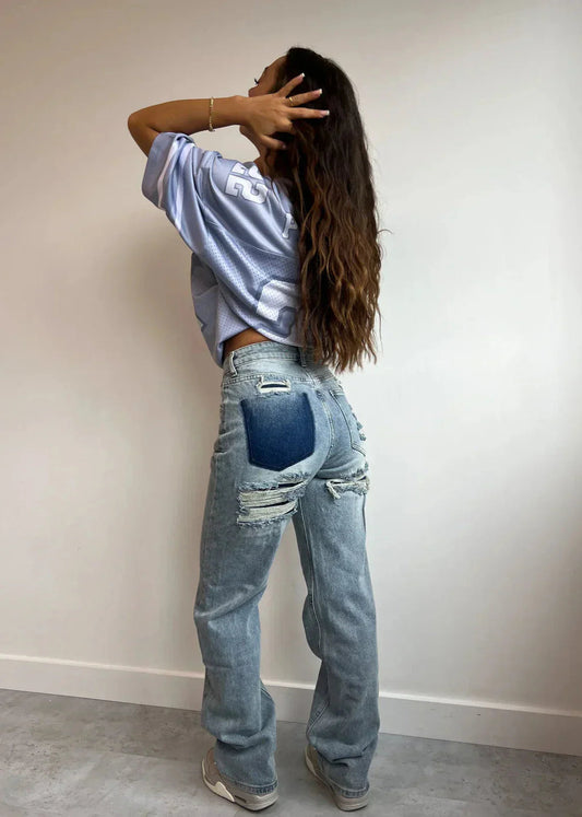 Maja - High waist jeans met scheuren