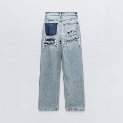 Maja - High waist jeans met scheuren