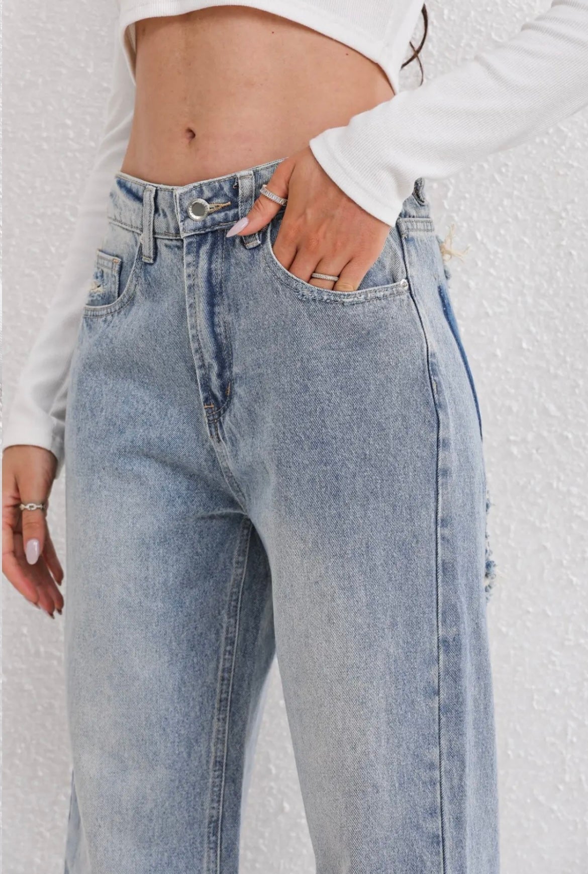 Maja - High waist jeans met scheuren