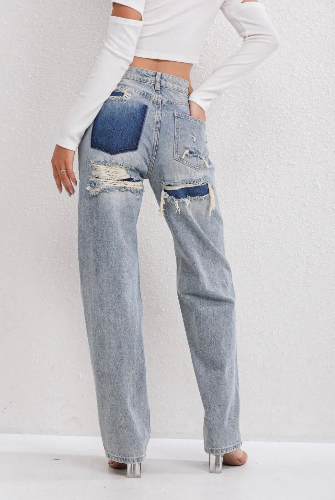 Maja - High waist jeans met scheuren