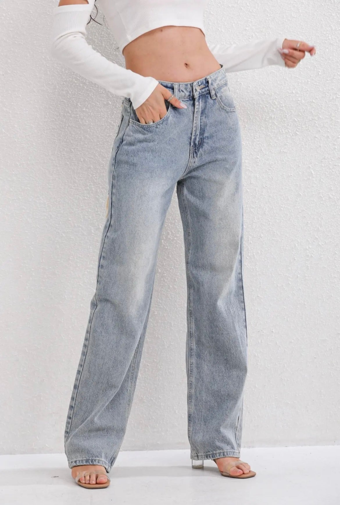 Maja - High waist jeans met scheuren